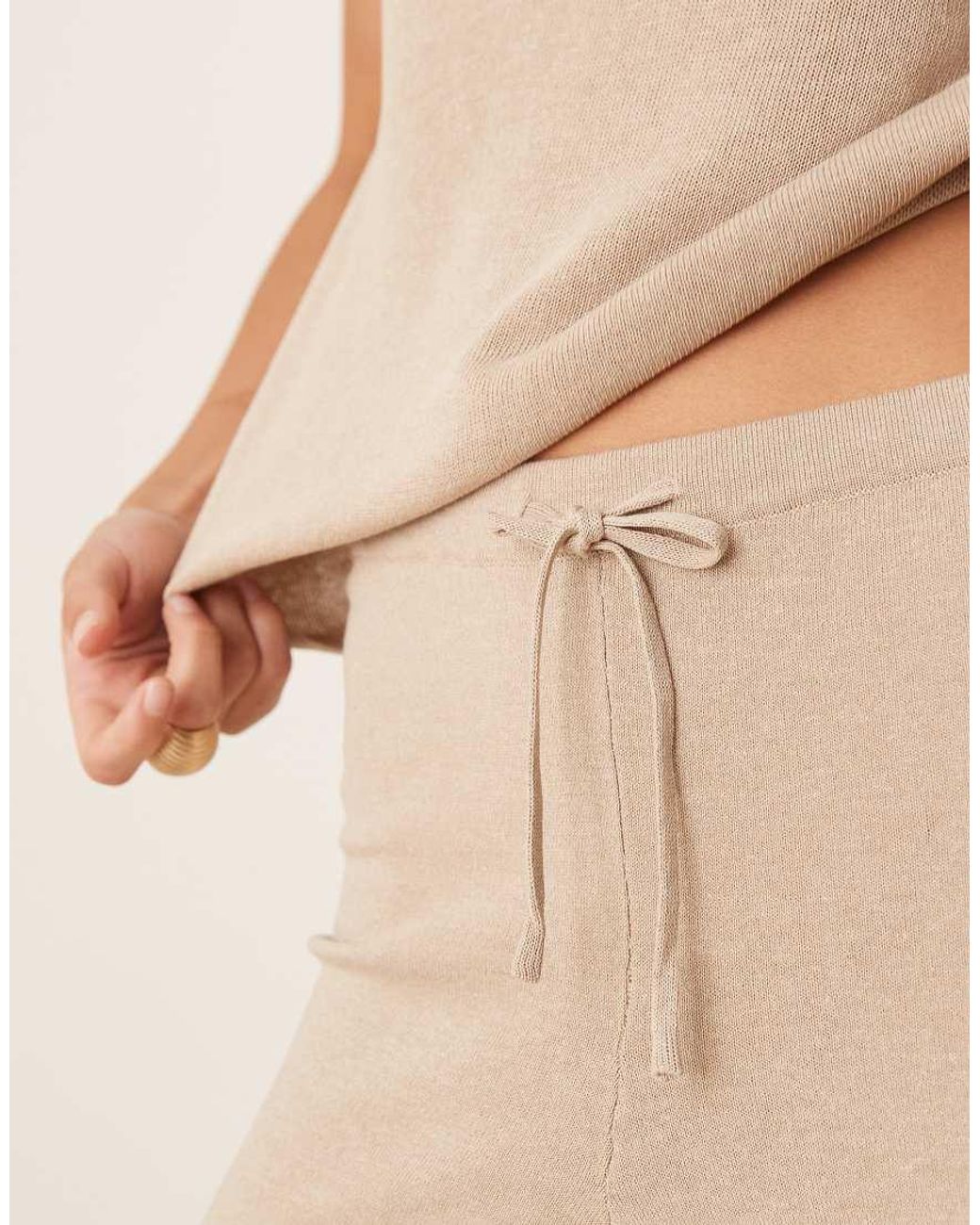 Mango Natural Knitted Co-Ord Drawstring Trouser