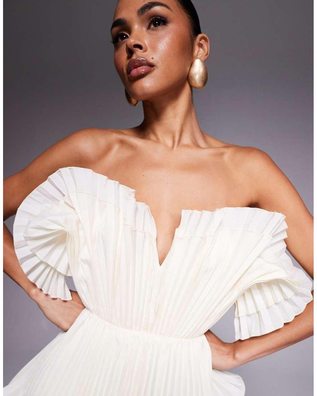 ASOS Gray Structured Textured Bandeau Mini Dress