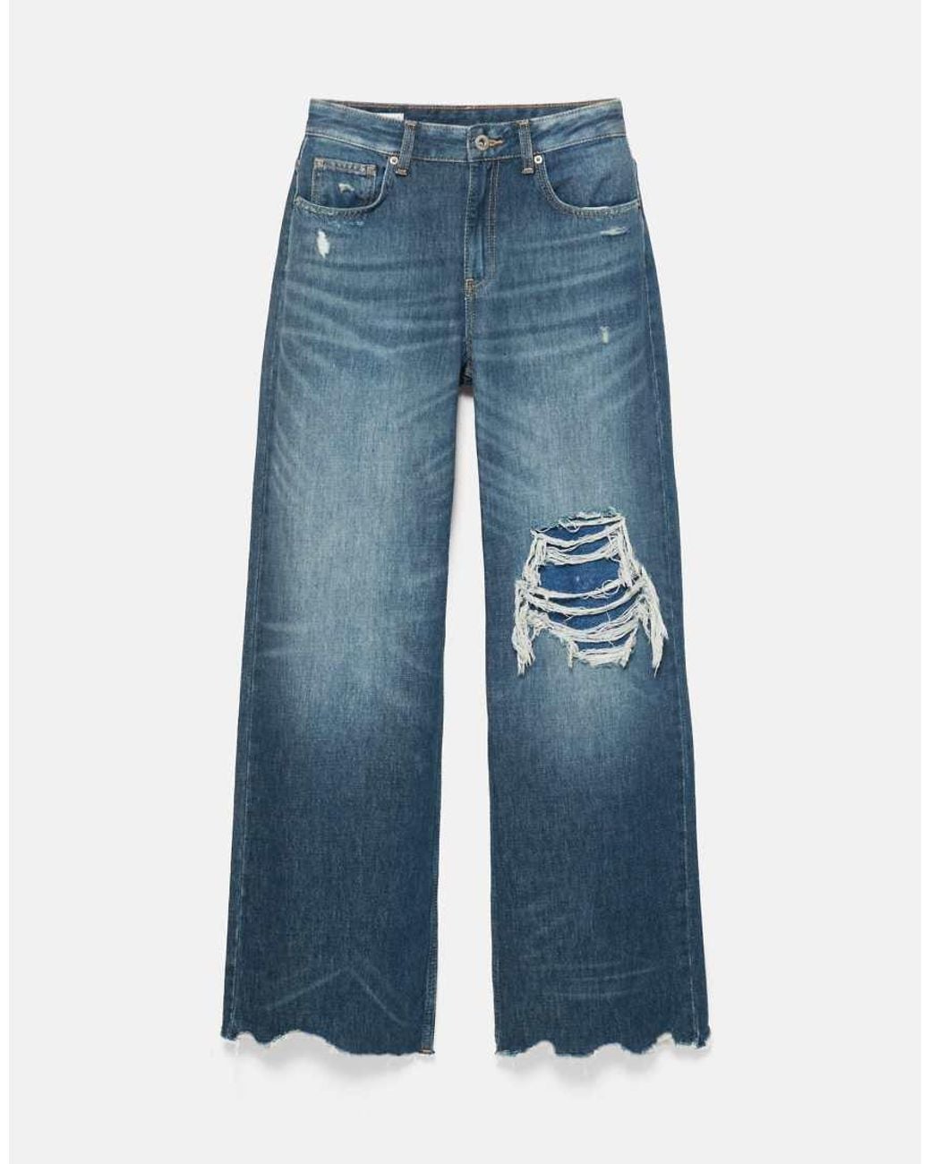 Pull&Bear Blue Ripped baggy Jeans