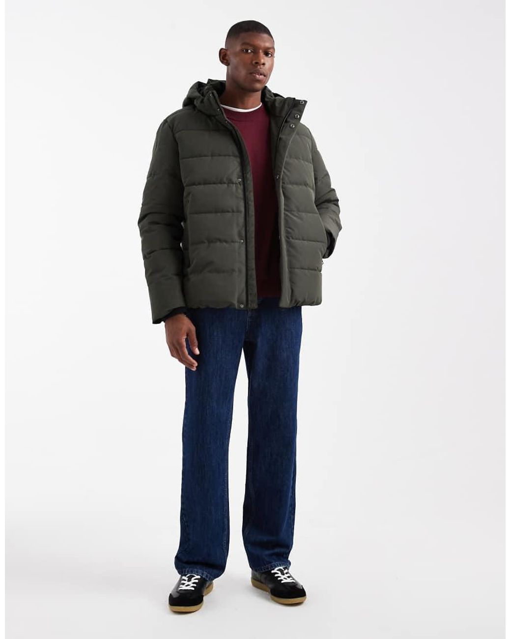 Only & Sons Gray Waterproof Hooded Puffer Coat for men