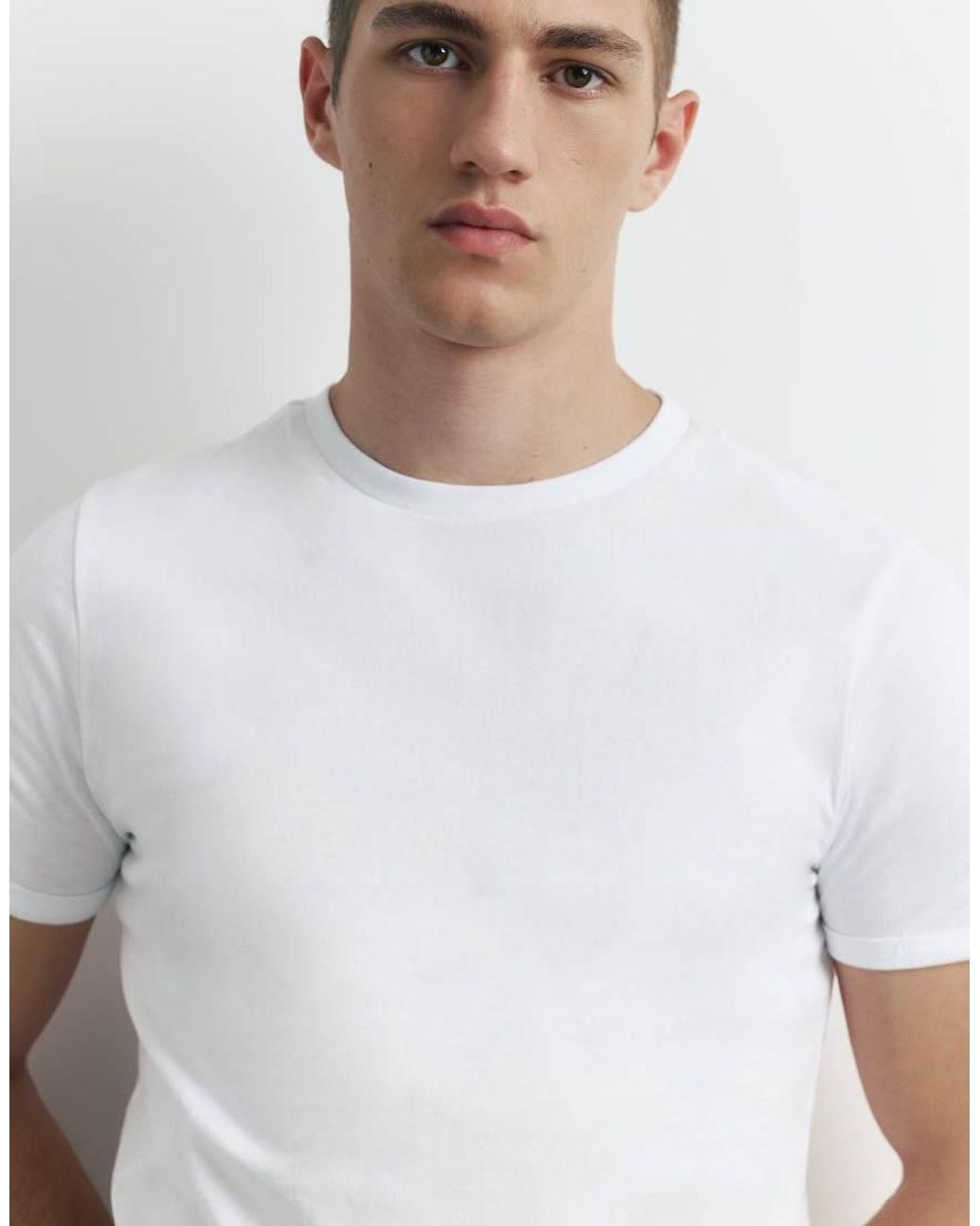 Pull&Bear White Basic Muscle Fit T-shirt for men