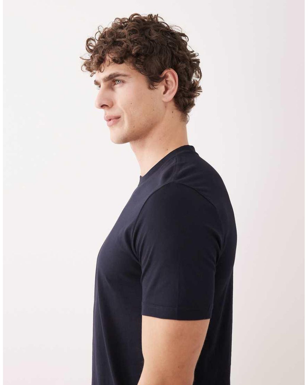 Mango Blue Classic Slim Fit T-Shirt for men