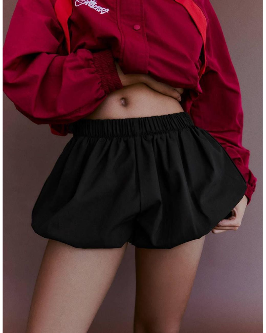 Bershka Purple Balloon Mini Shorts