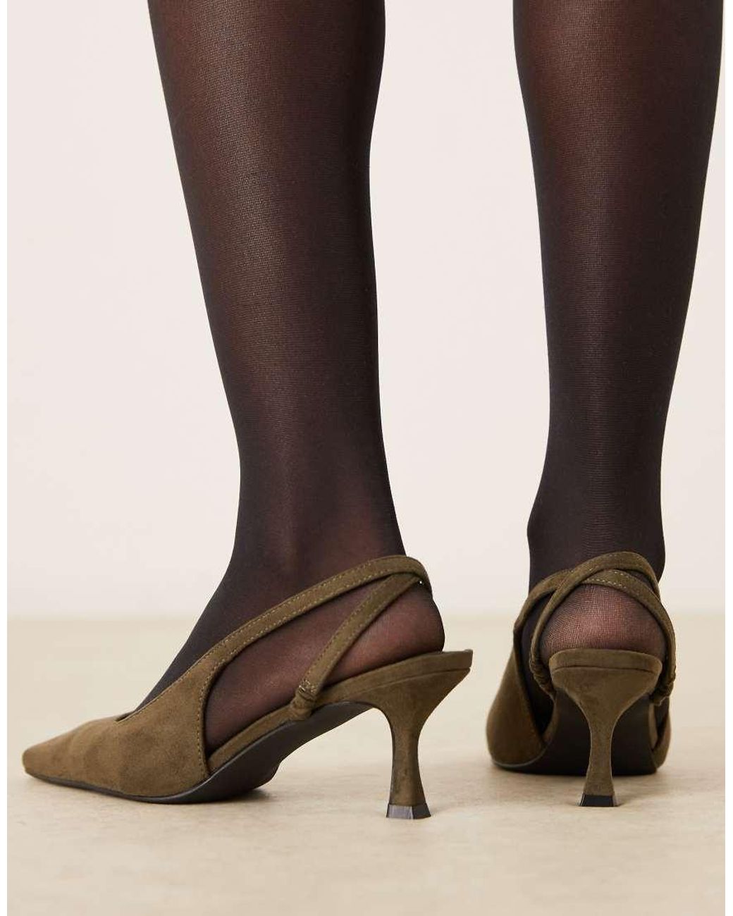 Glamorous Natural Slingback Kitten Heeled Shoes