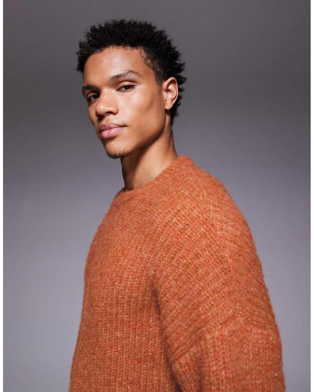 ASOS Gray Relaxed Knit Crew Neck Sweater for men