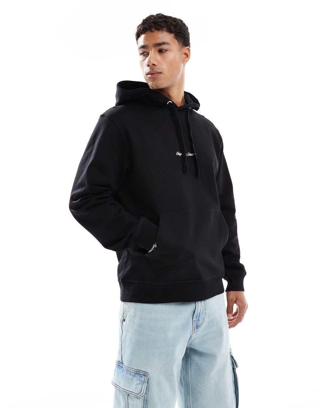 Jack & Jones Black Oversize Hoodie With Embroidered Logo for men