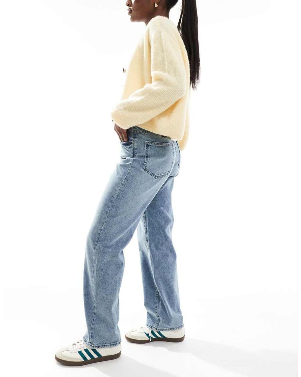 ONLY Blue Ella Mid Waist Straight Fit Jeans