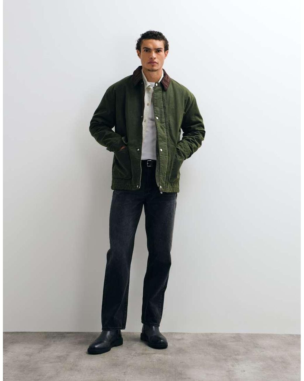 ASOS Green Waxed Field Jacket With Contrast Collar for men