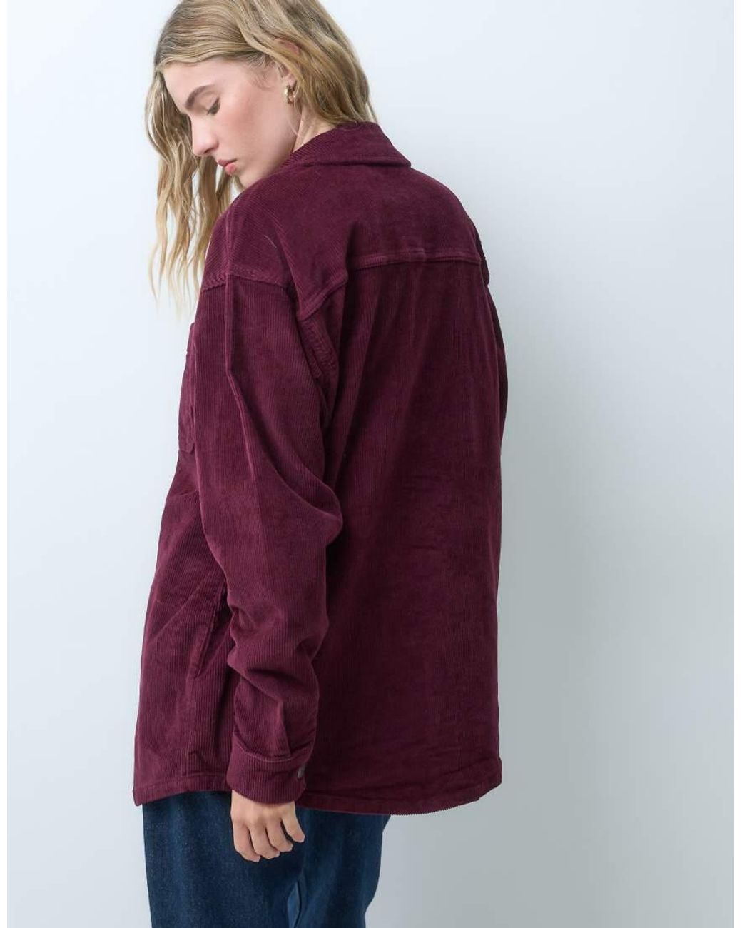 Noisy May Red Oversized Cord Shirt