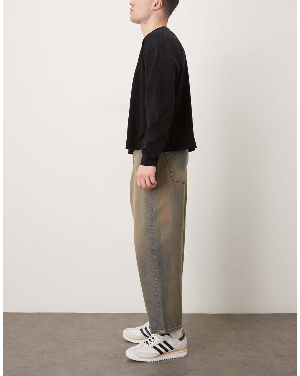 ASOS Black Oversized Tapered Jeans for men
