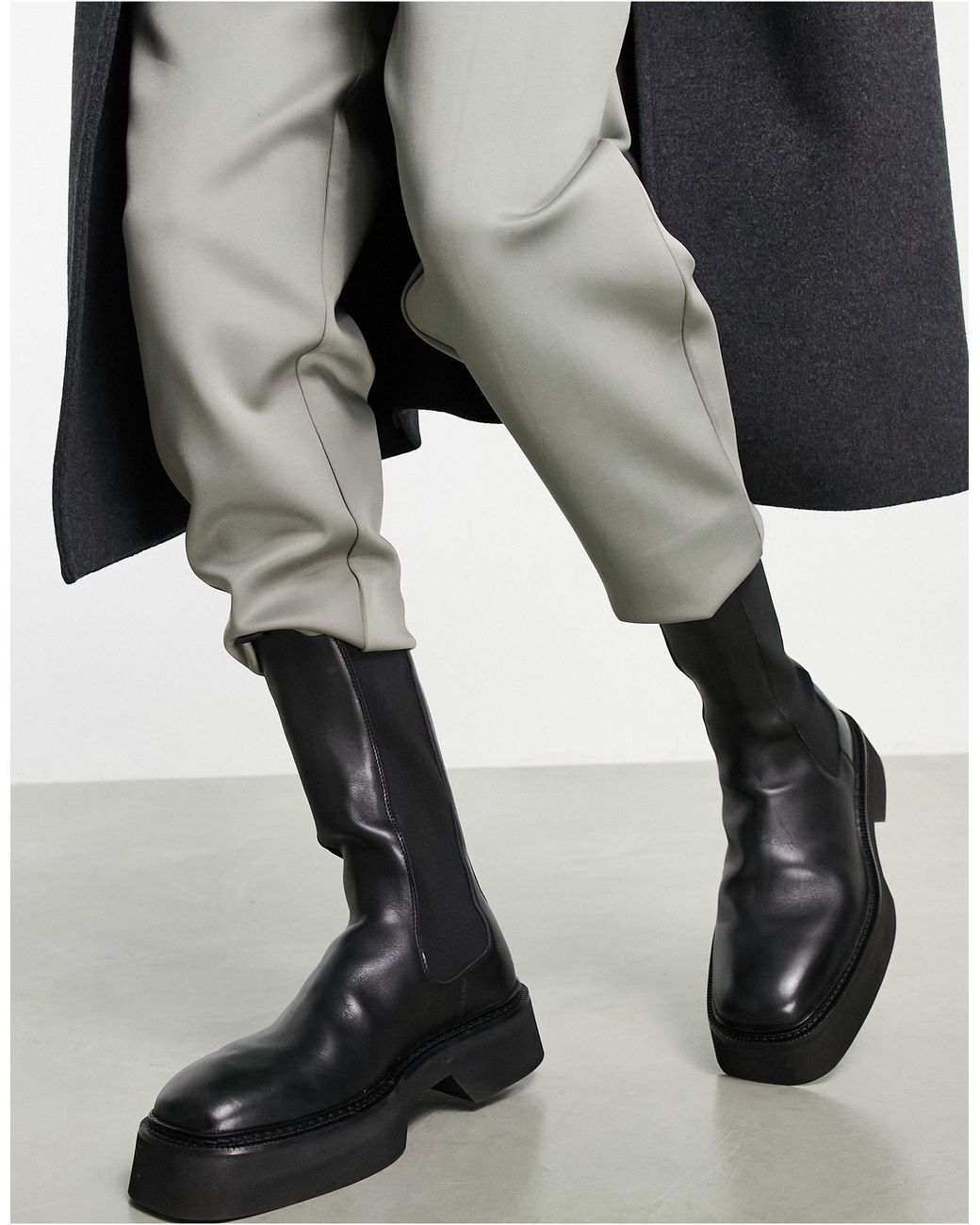 ASOS High Chelsea Calf Boots in Black for Men | Lyst