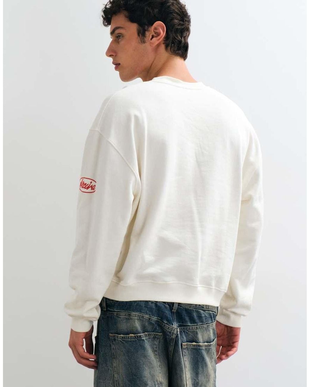 ASOS Gray Oversized Loopback Bomber Henley With Embroidery for men