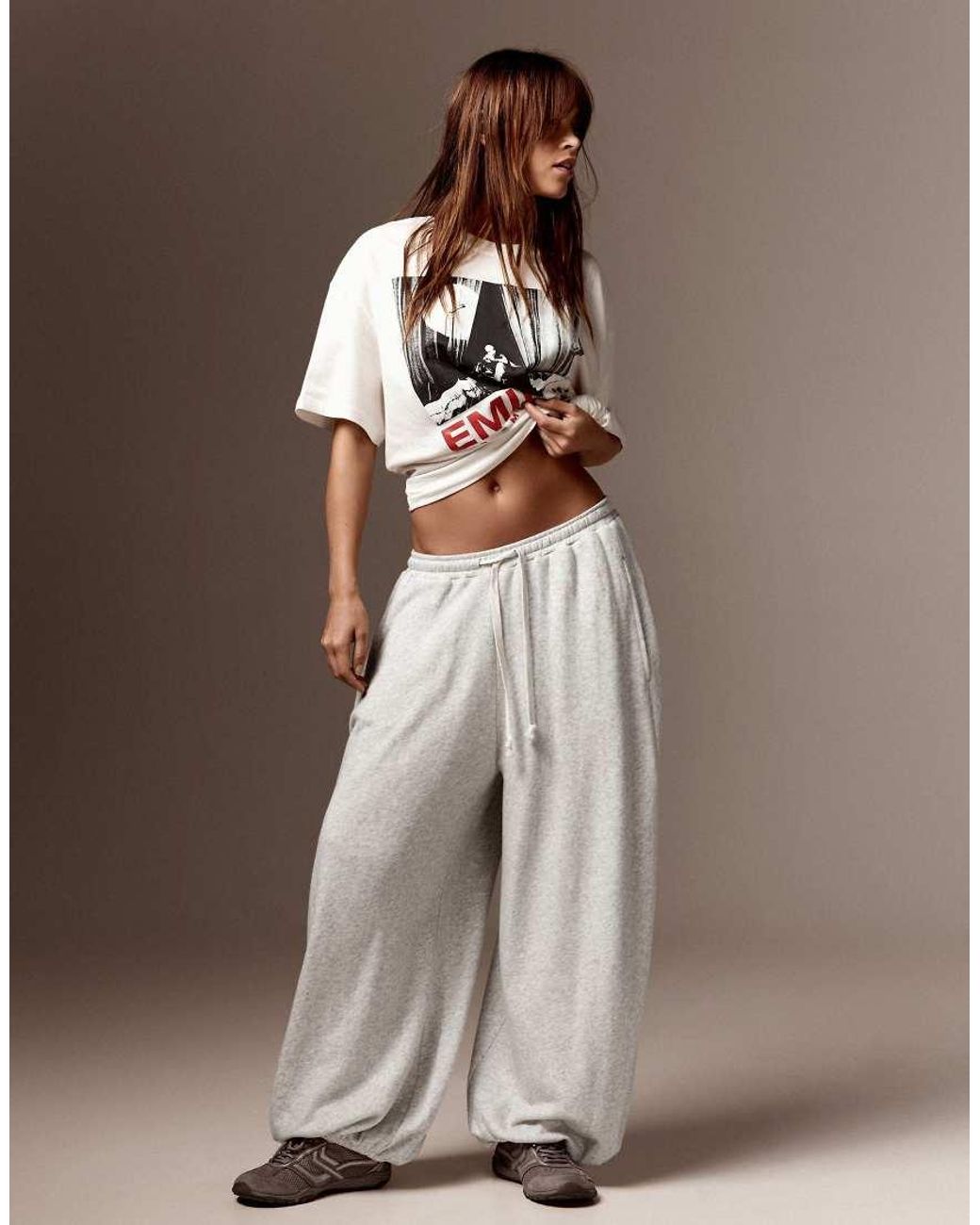 Bershka Gray Balloon Fit Plush Trousers