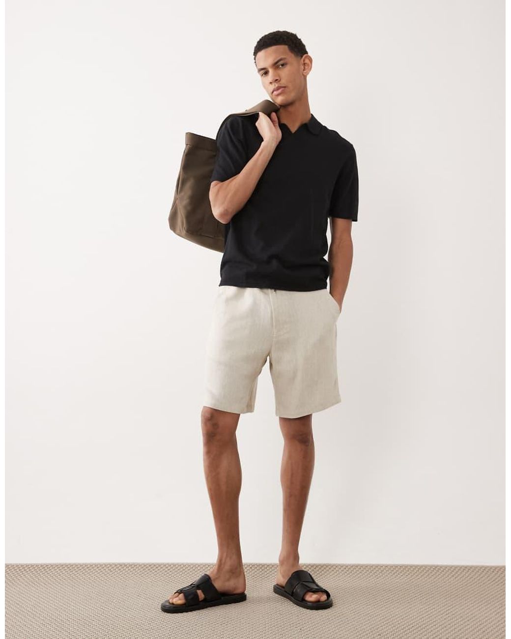 Jack & Jones Natural Linen Rich Loose Drawstring Short for men