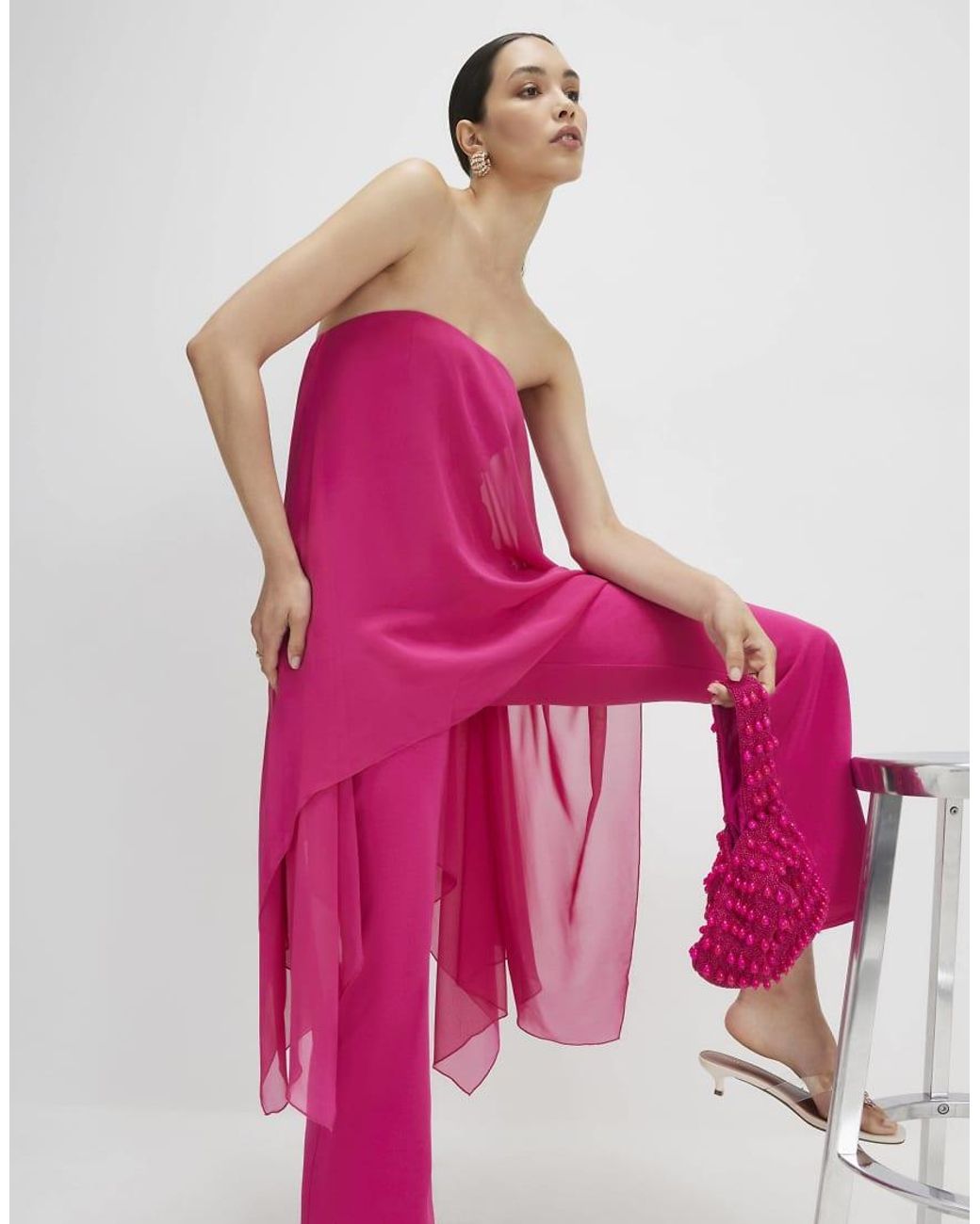 River Island Pink Bandeau Jumpsuit