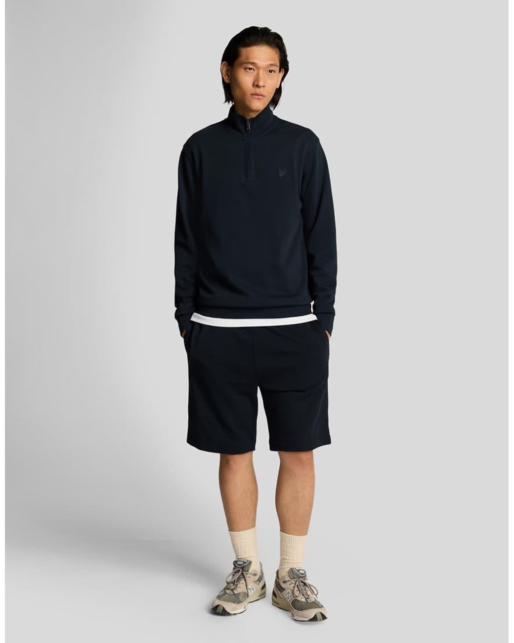 Lyle & Scott Blue Lyle & Scott Superfine Quarter Zip Sweatshirt for men
