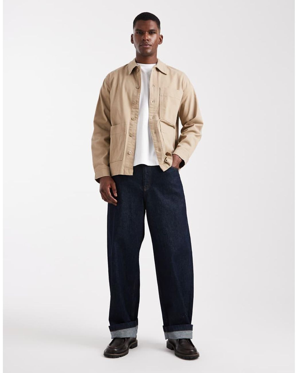 Only & Sons Natural Overshirt With Wide Pockets for men
