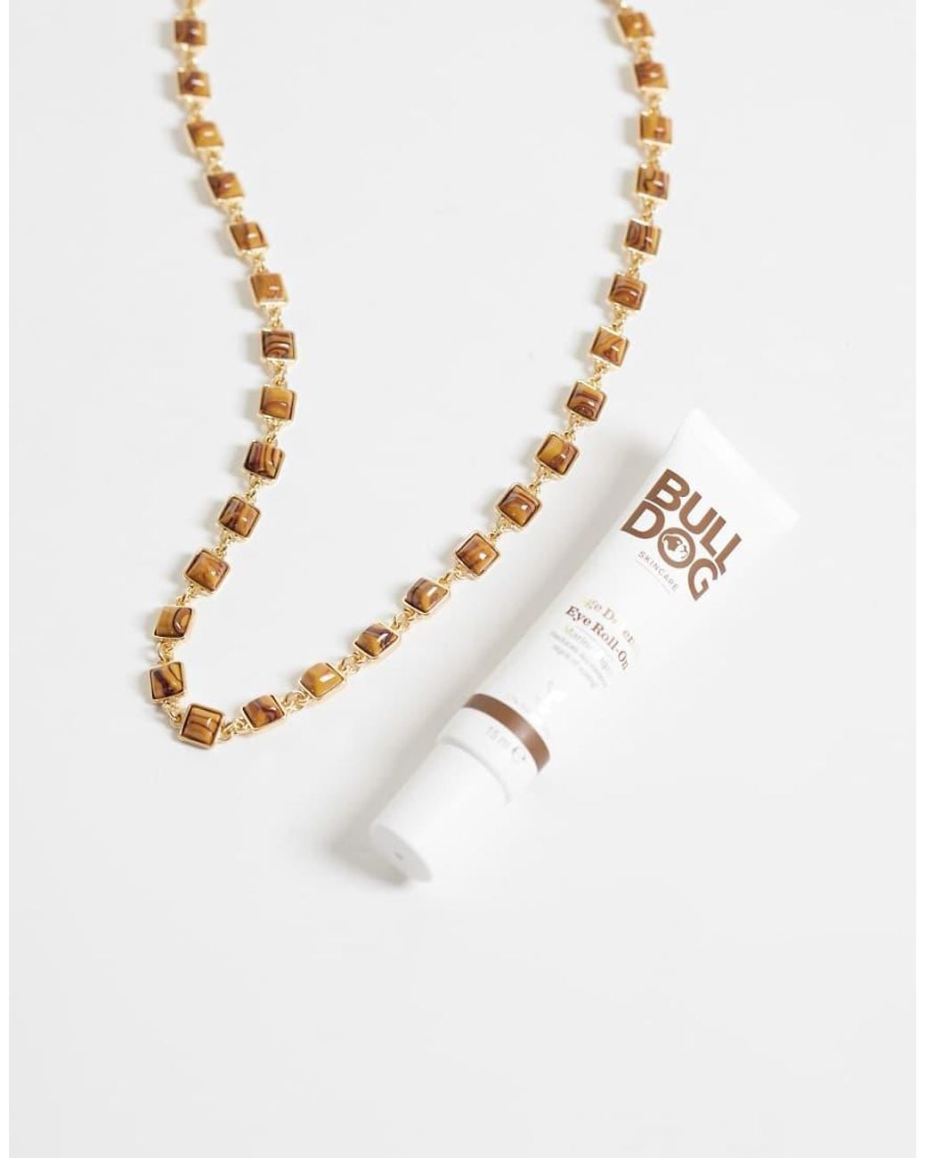 ASOS Metallic Faux Tigers Eye Stone Set Necklace for men