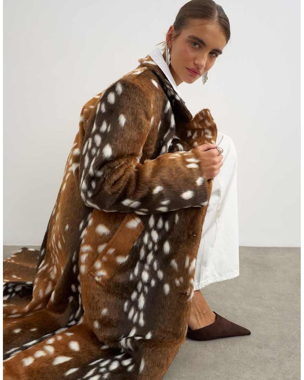 TOPSHOP Natural Formal Longline Single Breasted Coat