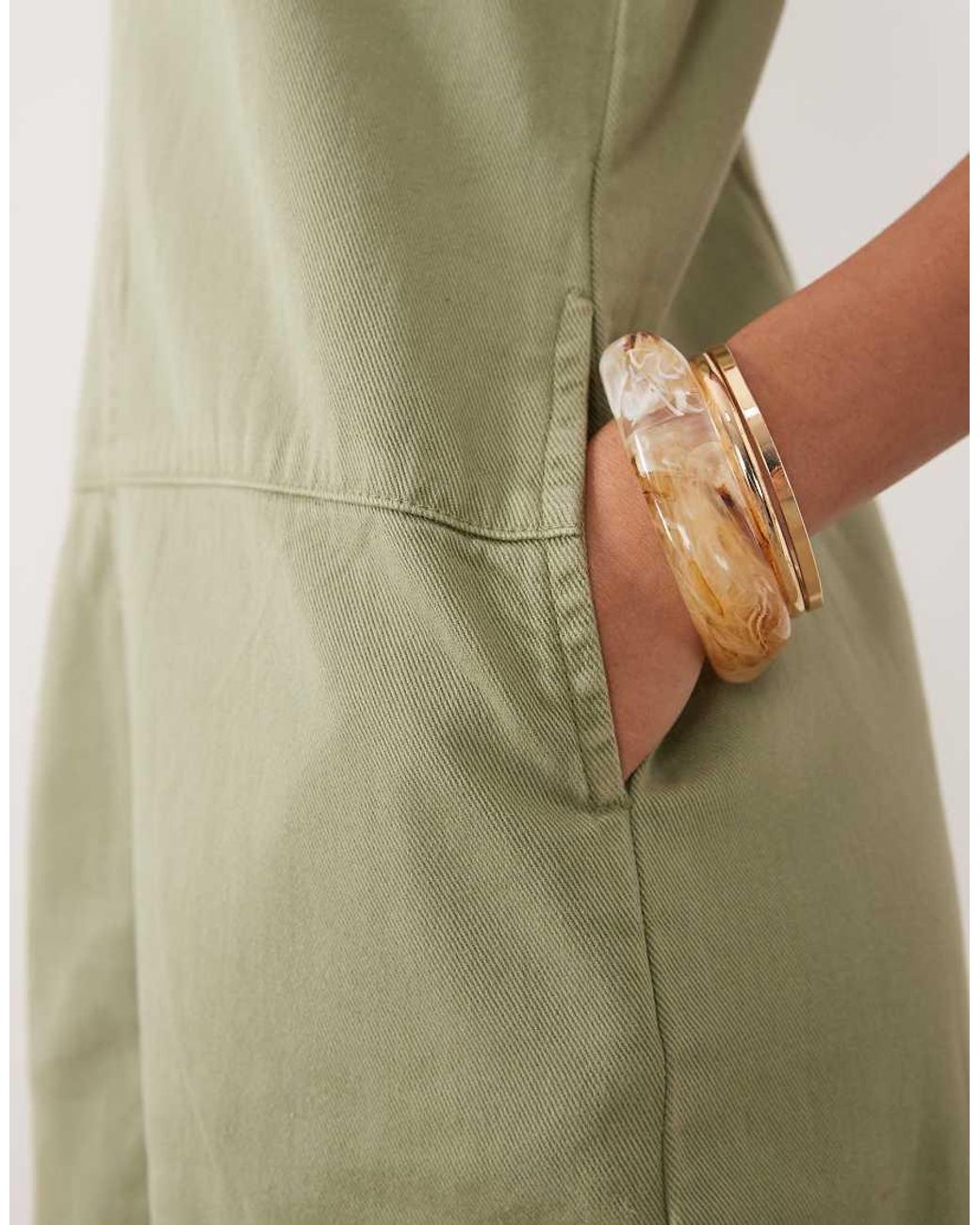 Threadbare Green Denim Sleeveless Mini Dress