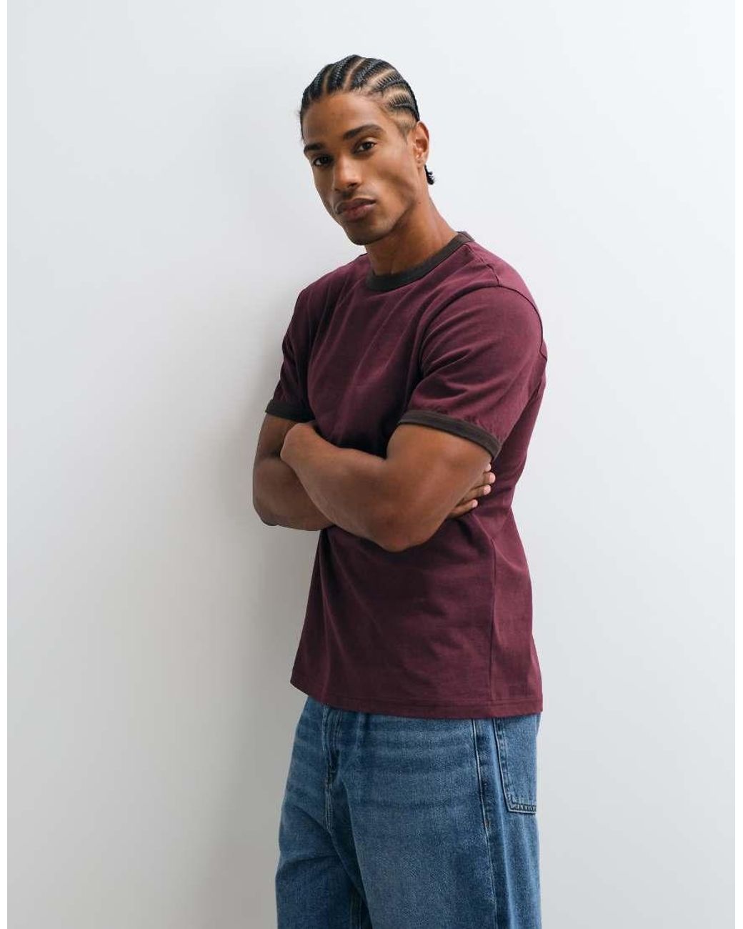 ASOS Brown Regular Ringer T-shirt for men