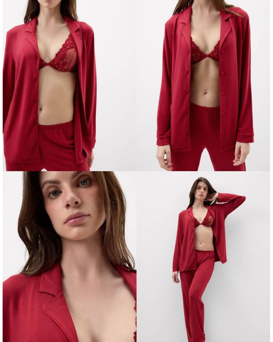 Intimissimi Red Long-Sleeve Micromodal Jacket