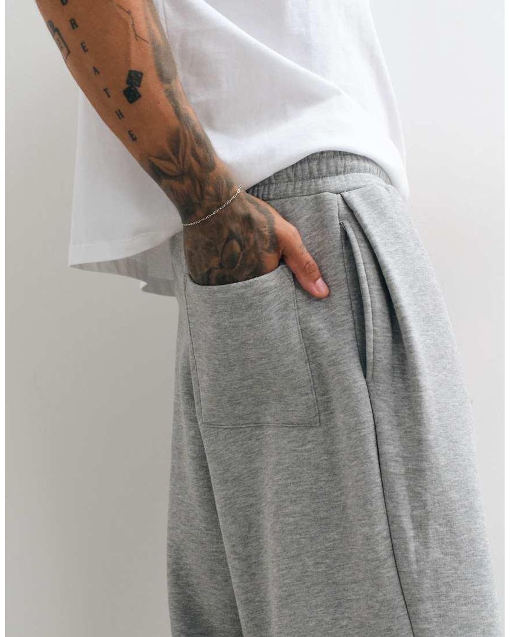 ASOS White Oversized Balloon Sweatpants With Side Pleat for men