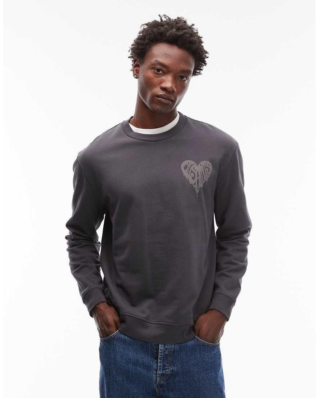 AllSaints Gray Trip Crew Sweatshirt for men