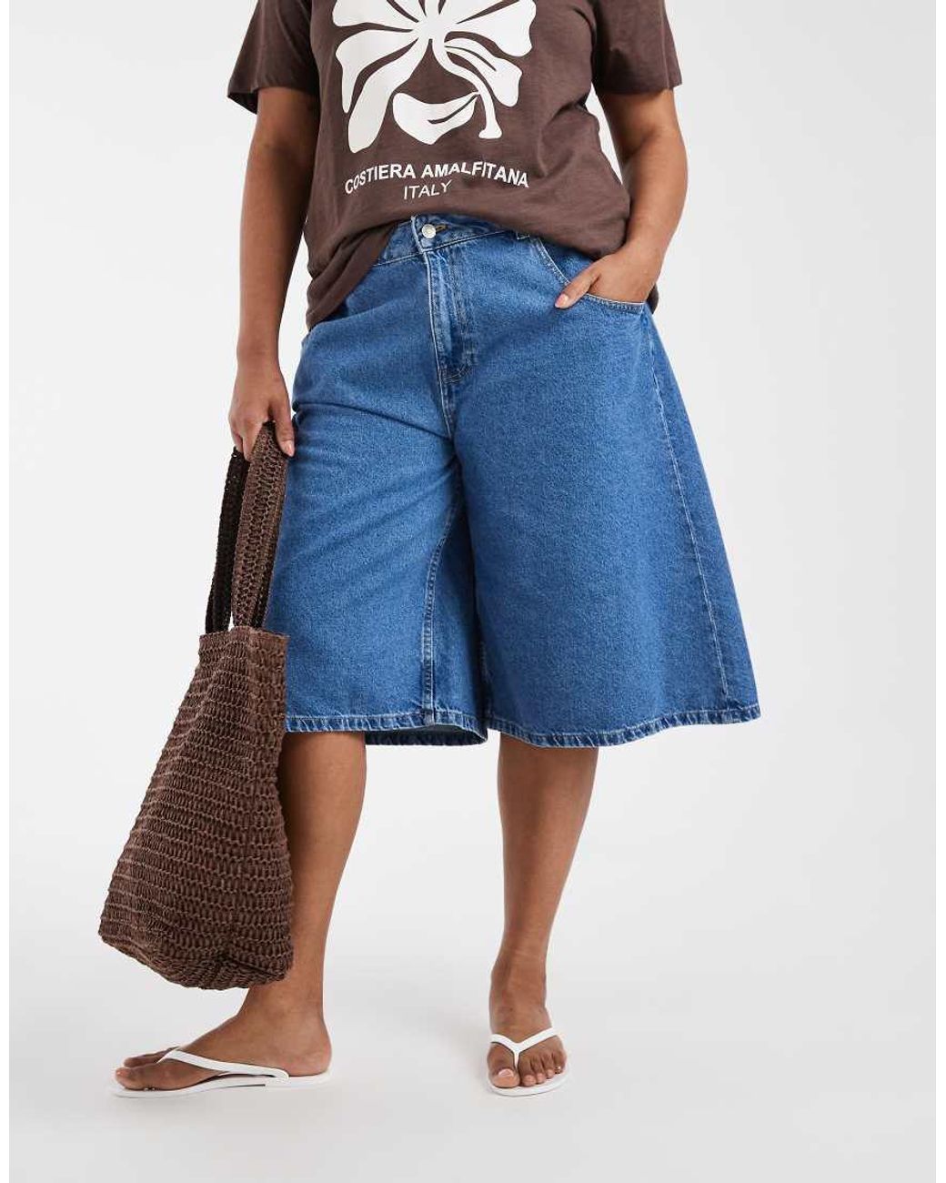 ASOS Blue Asos Design Curve Longer Bermuda Short