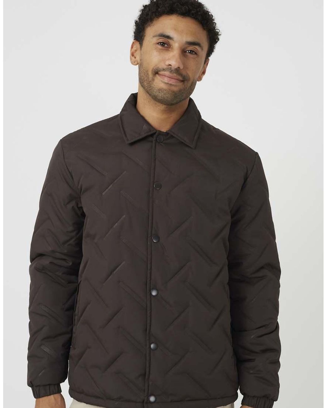 Brave Soul Gray Heat Seal Padded Coach Style Jacket for men