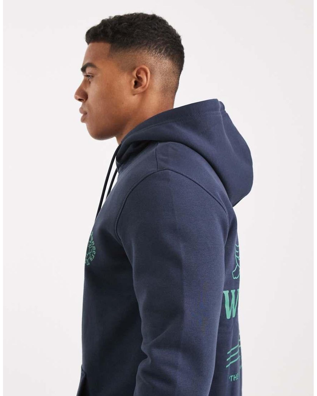 Only & Sons Blue Hoodie With Trail Club Back Print for men