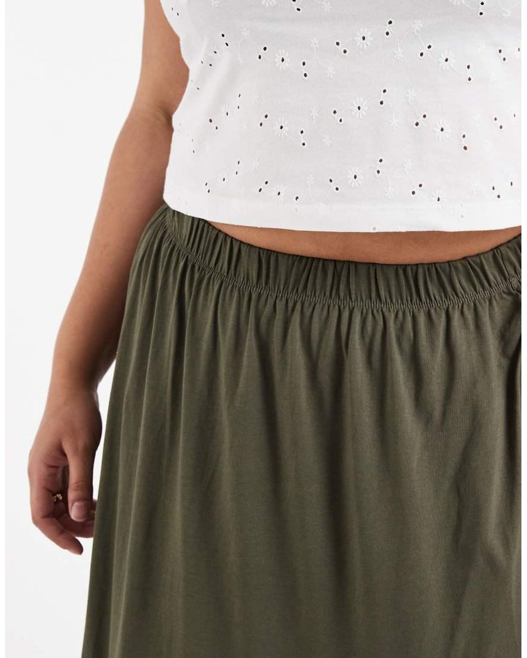 ONLY Green Tiered Midaxi Skirt