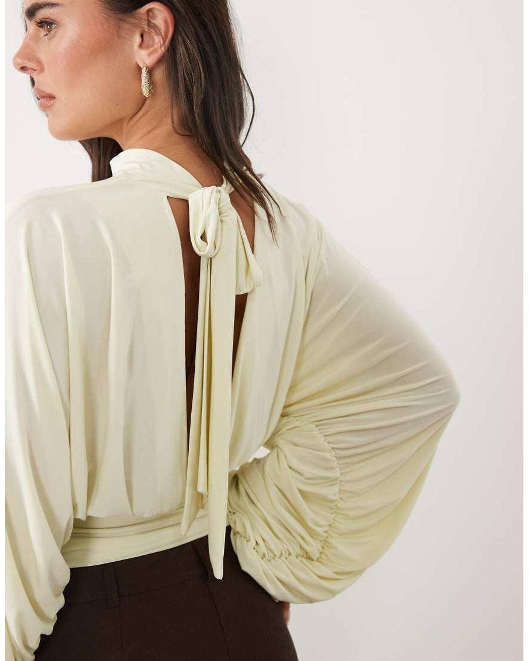 ASOS Natural Drape Long Sleeve Top