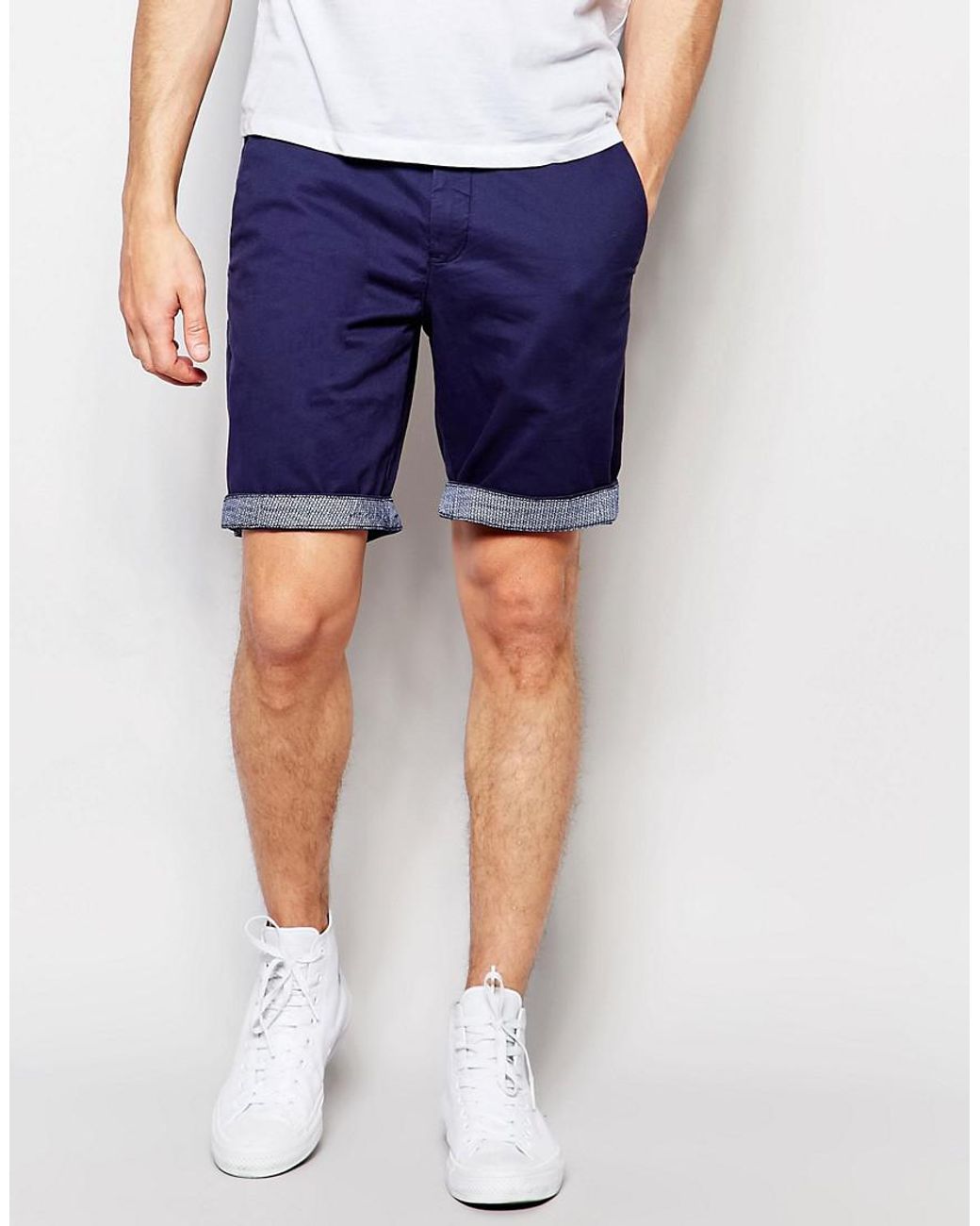 Ted Baker Chino Shorts With Contrast Turn Up In Slim Fit - 12-dark Blue for  Men | Lyst UK