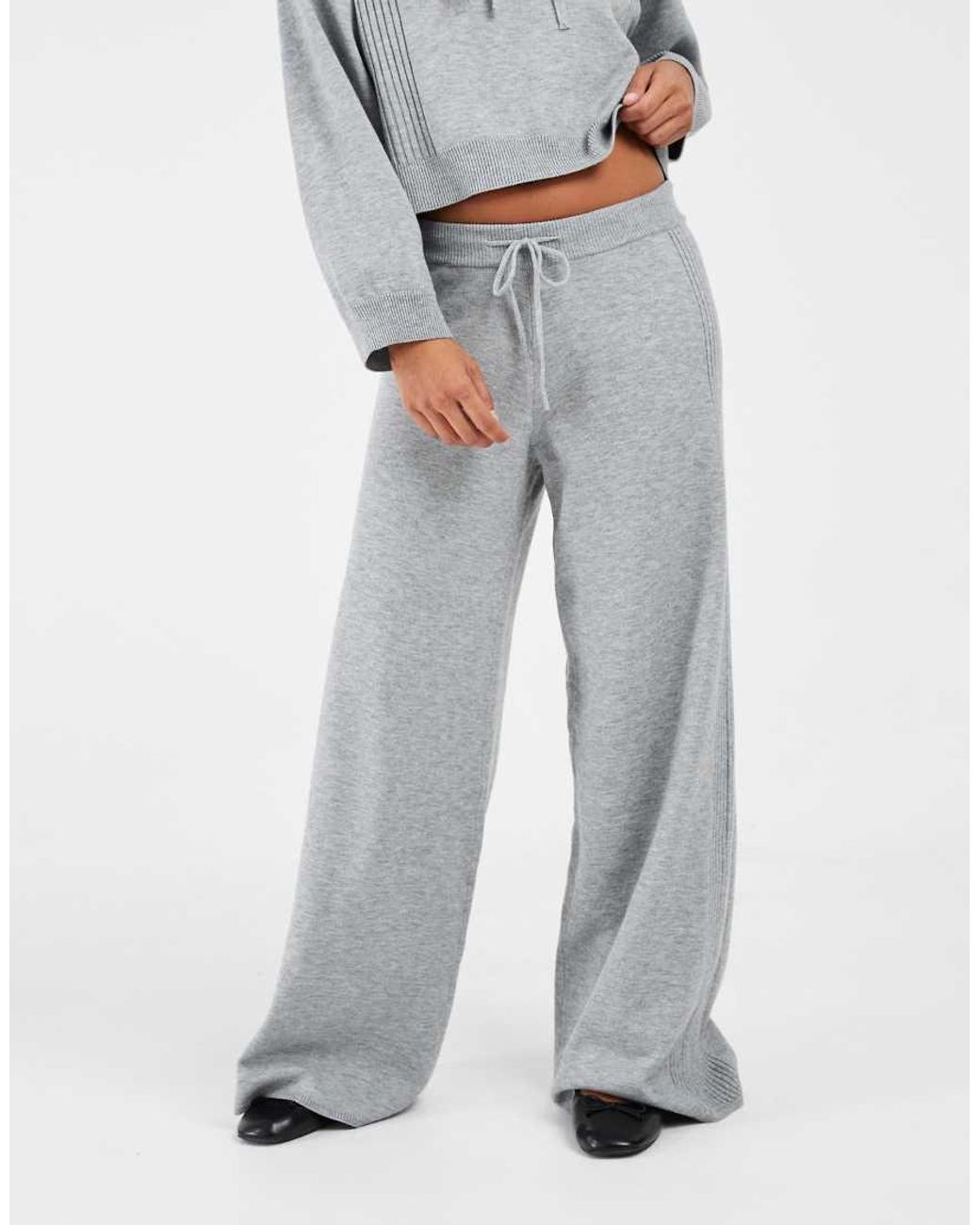 Only Petite Gray Wide Leg Knitted Trousers Co-ord
