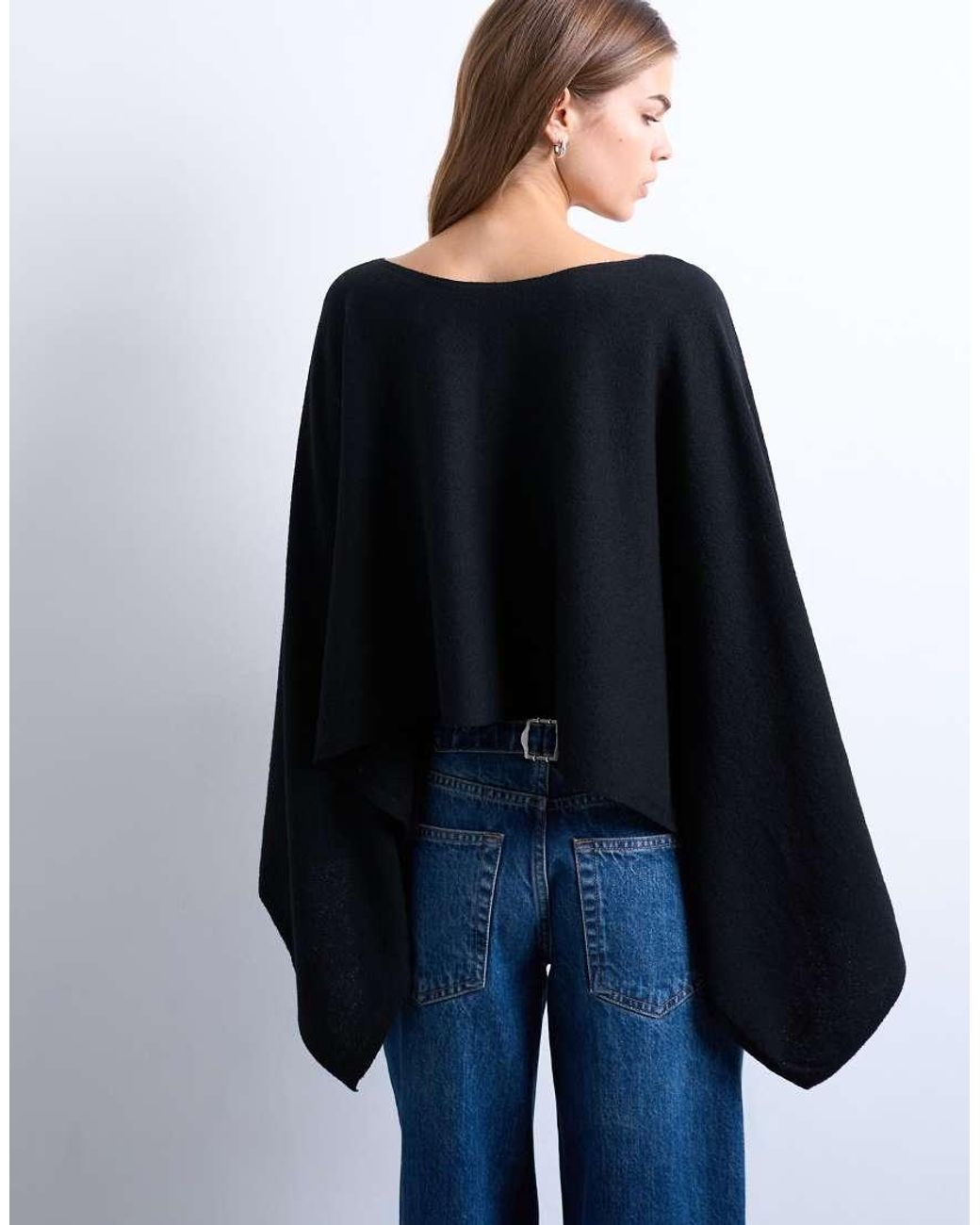 TOPSHOP Blue Knitted Poncho