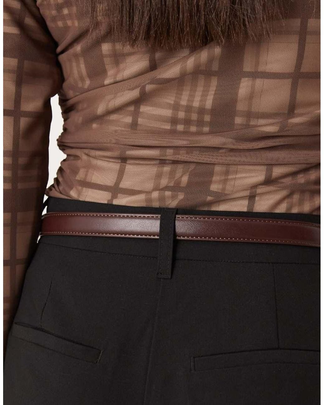 Mango Black Mnago Slim Faux Leather Belt