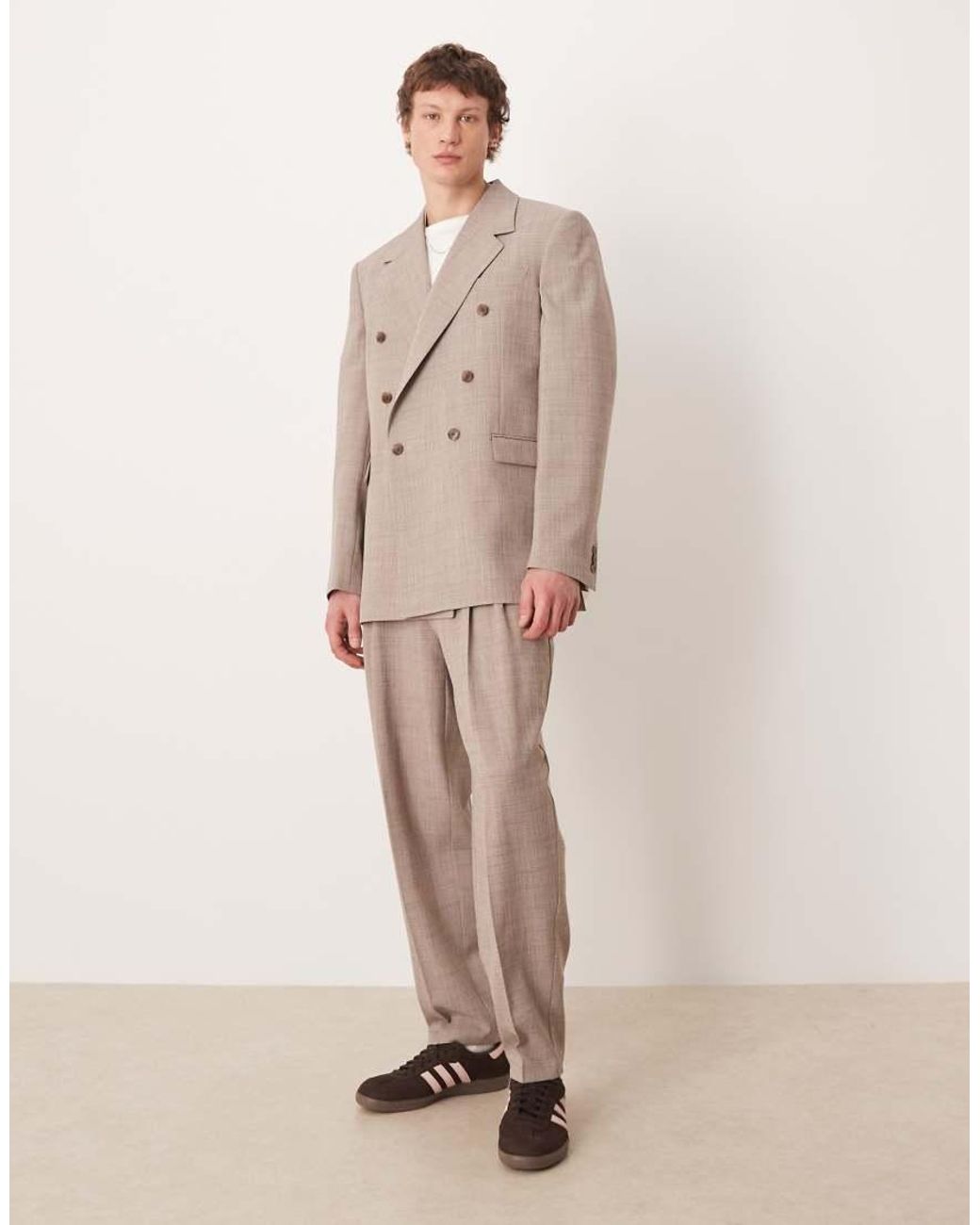 ASOS Natural Asos Deisgn Relaxed Square Shoulder Suit Jacket for men