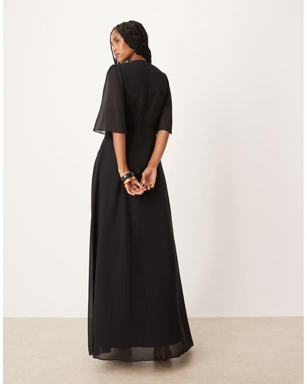 Hope & Ivy Black V-neck Embellished Maxi Dress