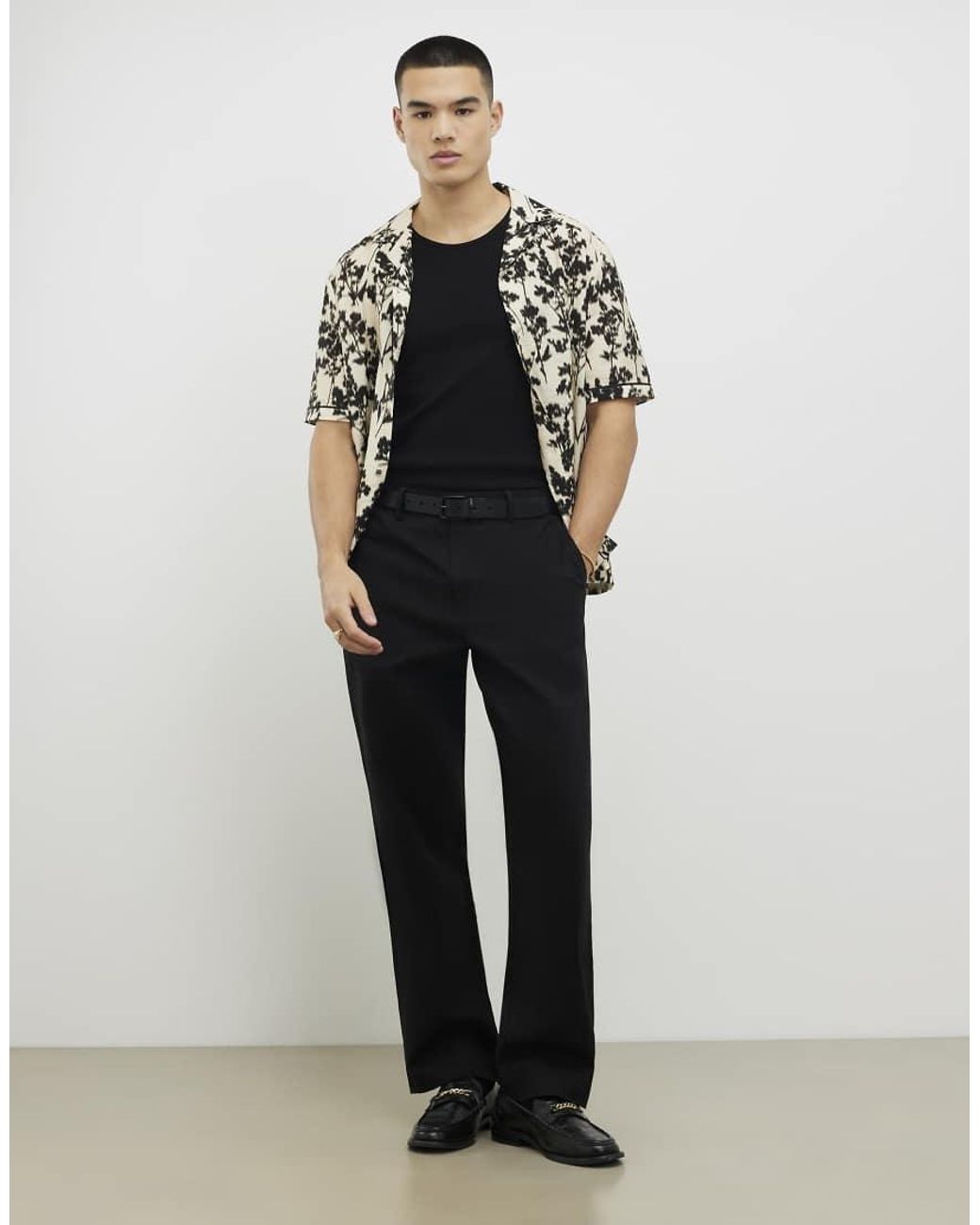River Island Black Muscle Fit Cotton Blend Stretch Vest for men