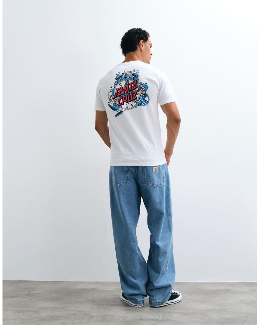 Santa Cruz White Grabke Exploding Dot Logo Short Sleeve T-shirt With Back Graphic for men