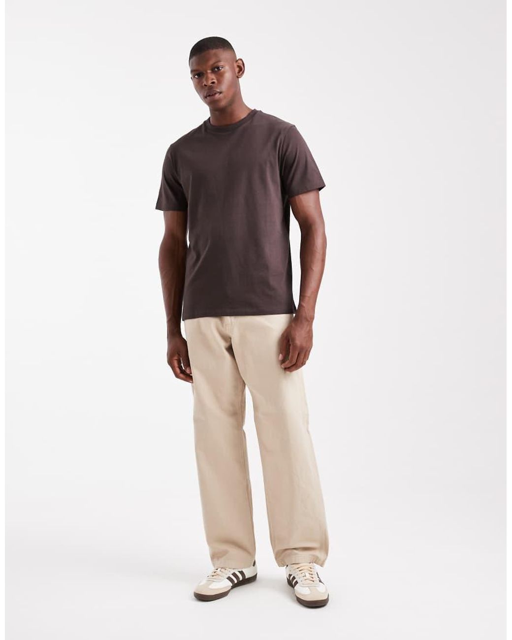 T-Shirt Basic Regular Fit di ASOS in Brown da Uomo