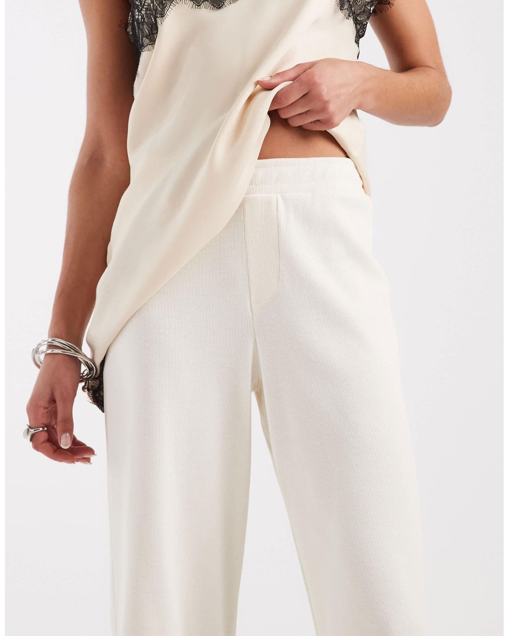 4th & Reckless White – locker geschnittene, gerippte hose