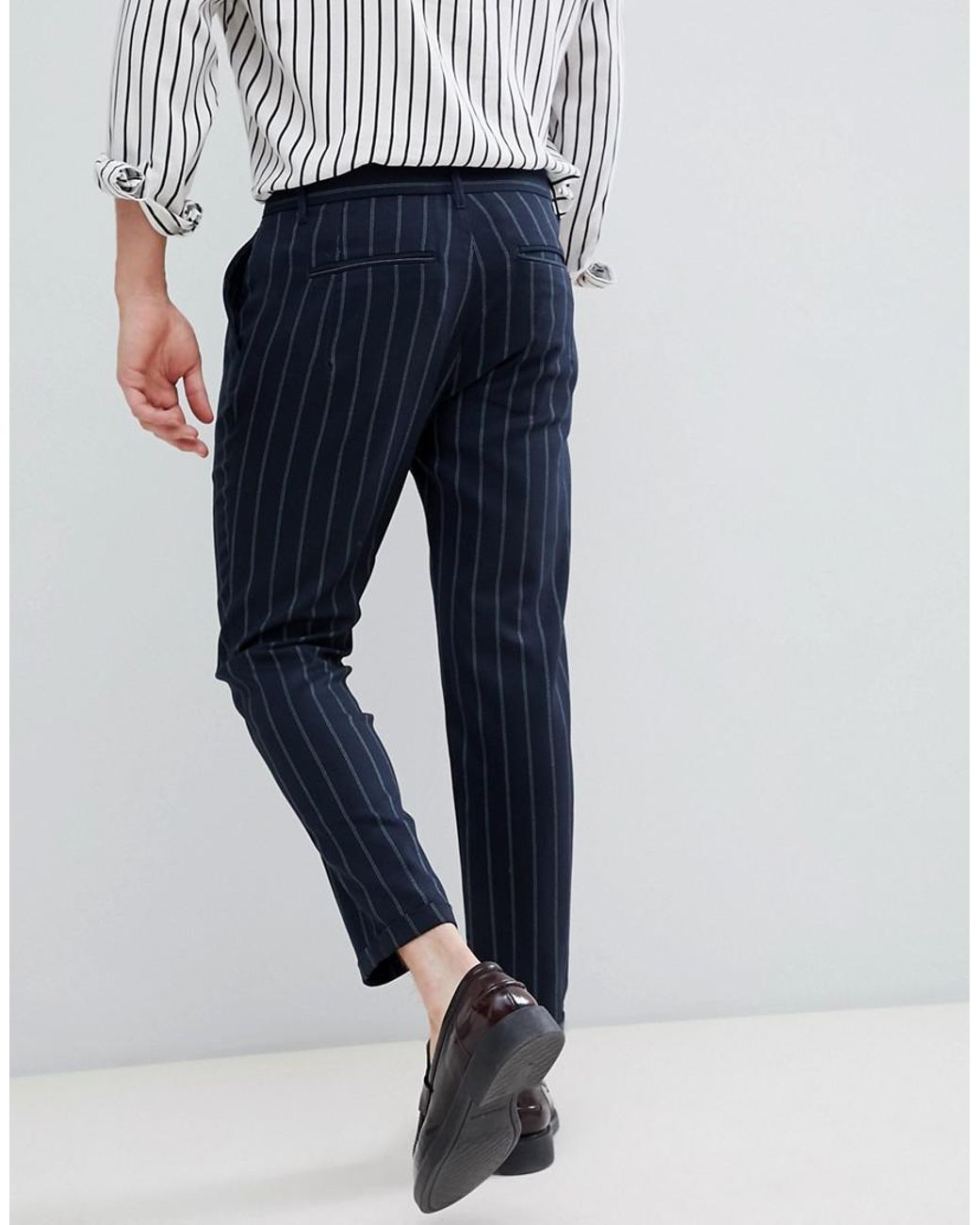 Pull&Bear Tailored Pants In Navy in Blue for Men | Lyst