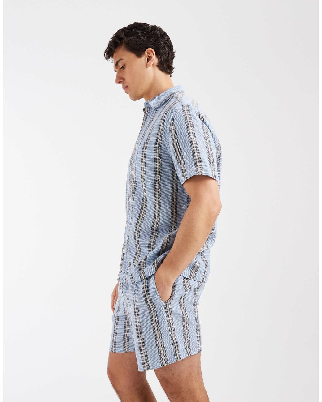 Short d'ensemble texturé mi-long ASOS pour homme en coloris Blue