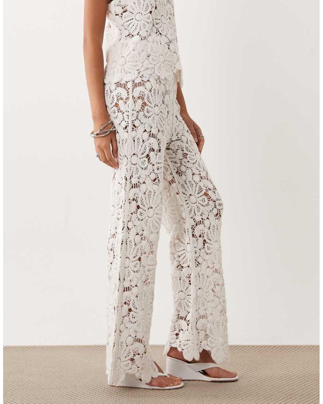 ASOS White Crochet Knit Pants