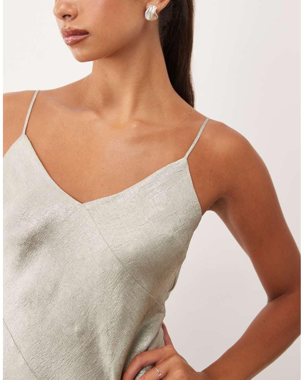Nobody's Child Natural V-Neck Cami Slip Midi Dress