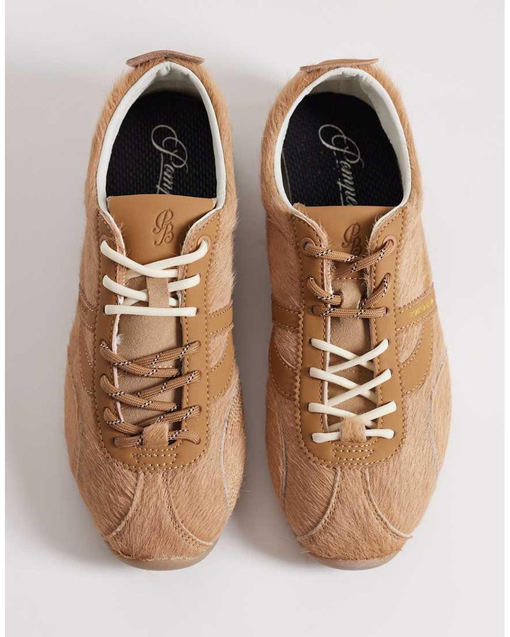 Pompeii UK Brown Pompeii Gemini Faux Fur Detail Trainers