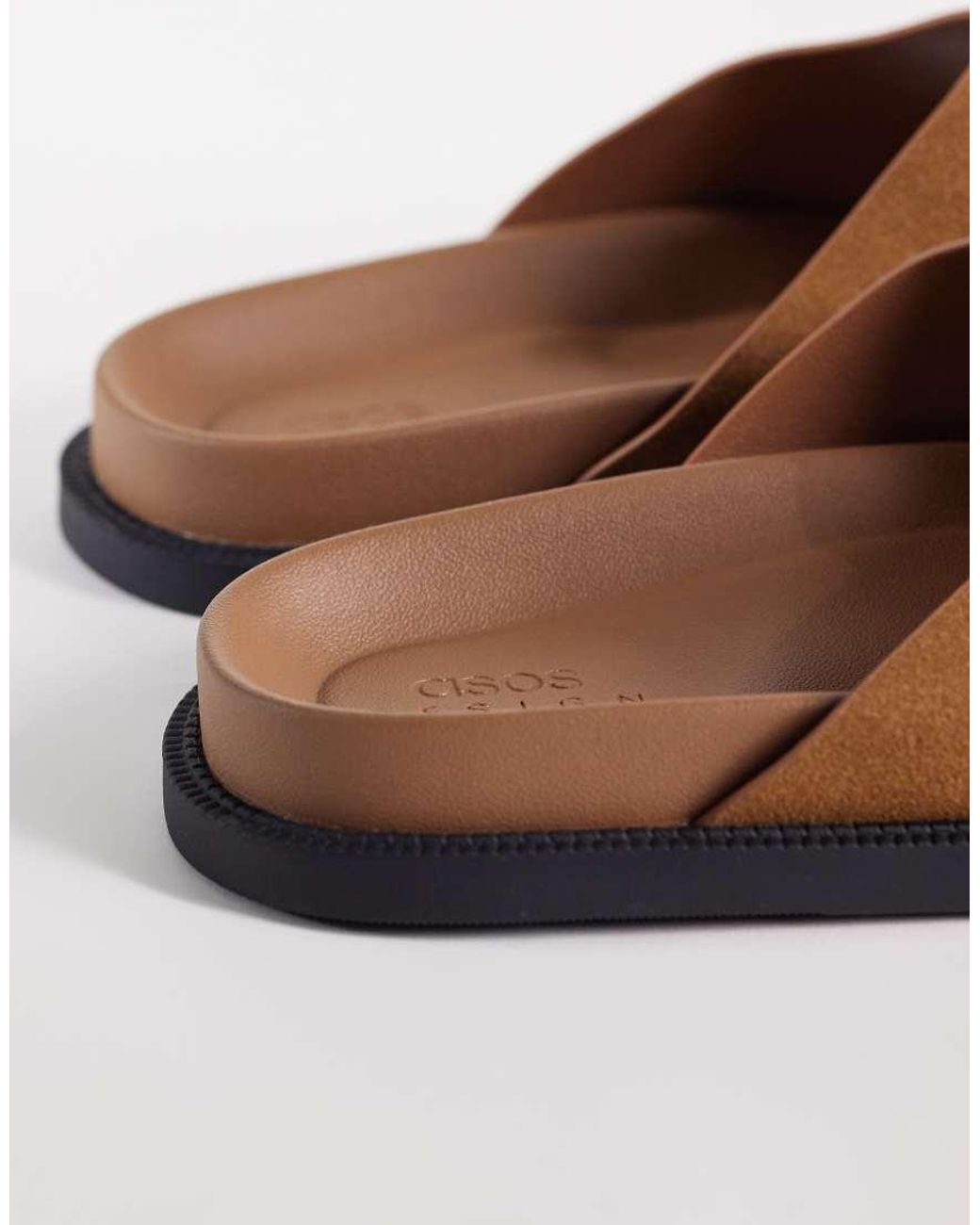 ASOS Brown Cross Over Strap Sandals for men