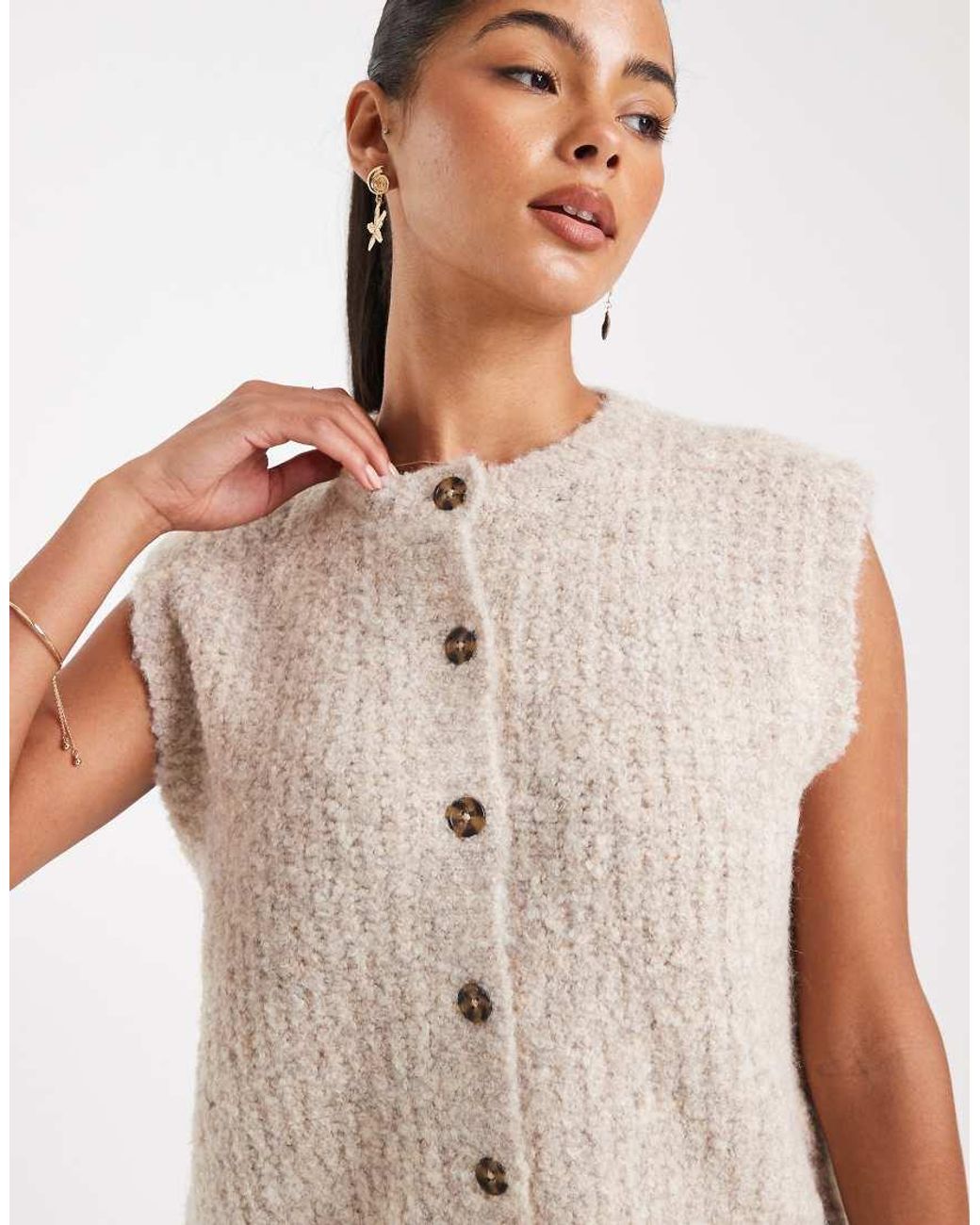 ASOS White Boucle Boxy Waistcoat